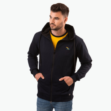 Bluza rozpinana dark navy, haft kurvinox żółty