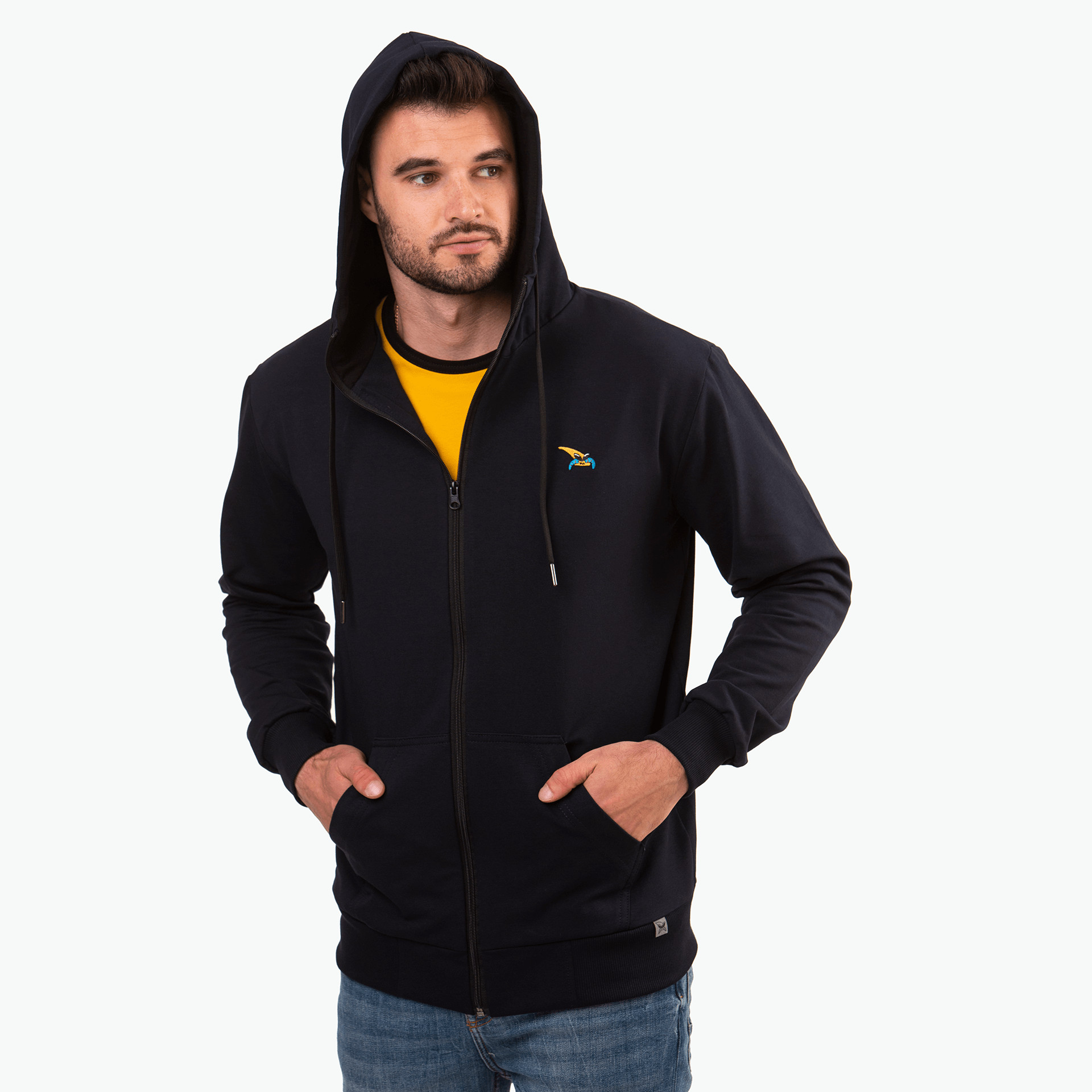 Bluza rozpinana dark navy, haft kurvinox żółty - Image 3