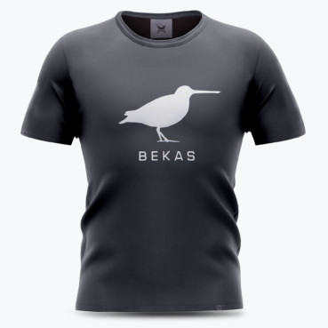Szara koszulka męska - Bekas, biała guma